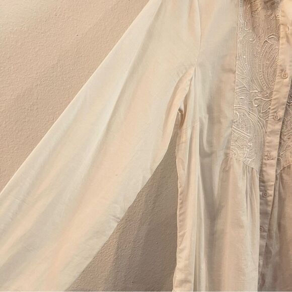Coldwater Creek Blouse Womens  Ivory Size Medium Cottagecore Lightweight Romance - Picture 3 of 8